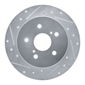 Lexus ES350 Brake Rotor (1) - Rear Left - R1 Concepts - Drilled & Slotted - Silver - `15-`25